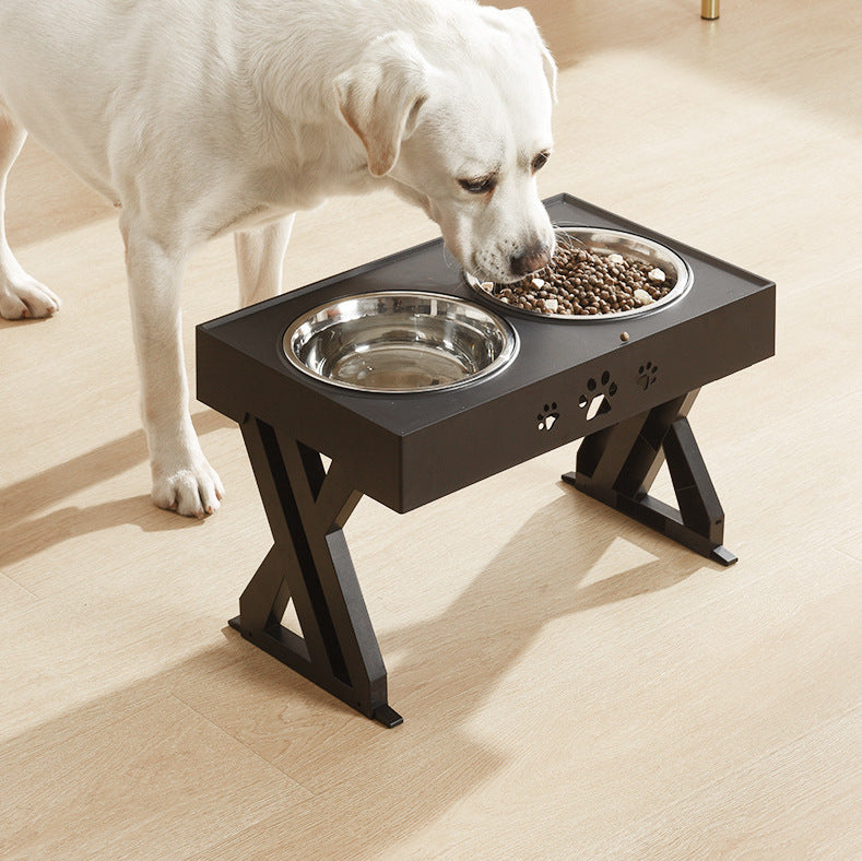 Pet Lifting Table Foldable Dog Drinking Bowl Adjustable Height Dog Bowl Stainless Steel Slow Food Double Bowl Pet Supplies