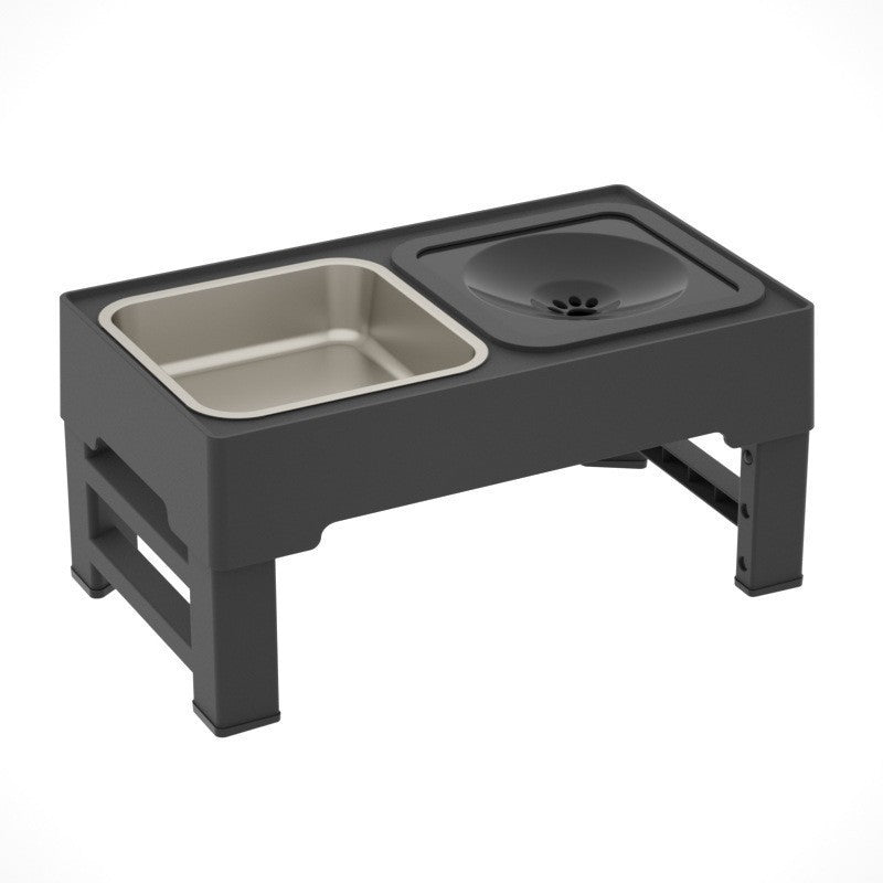 Pet Lifting Table Foldable Dog Drinking Bowl Adjustable Height Dog Bowl Stainless Steel Slow Food Double Bowl Pet Supplies