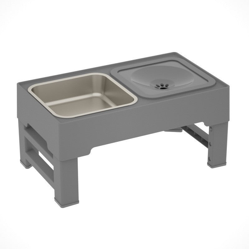 Pet Lifting Table Foldable Dog Drinking Bowl Adjustable Height Dog Bowl Stainless Steel Slow Food Double Bowl Pet Supplies